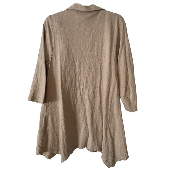 Soft Surroundings Danielle Button Tunic 3/4 Sleeve Cotton Desert Stone Size M - Picture 7 of 8